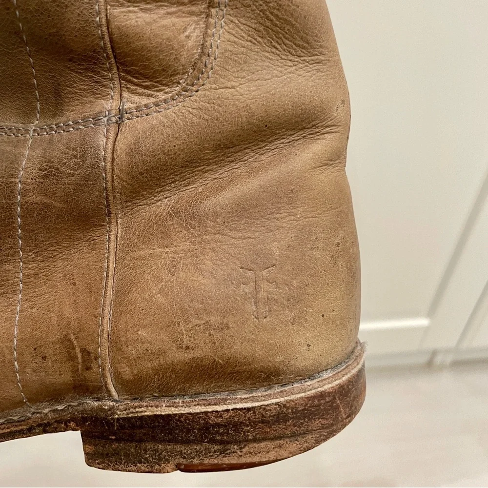 Frye Paige Tall Riding Grey Burnished Antiqued Leather Boots